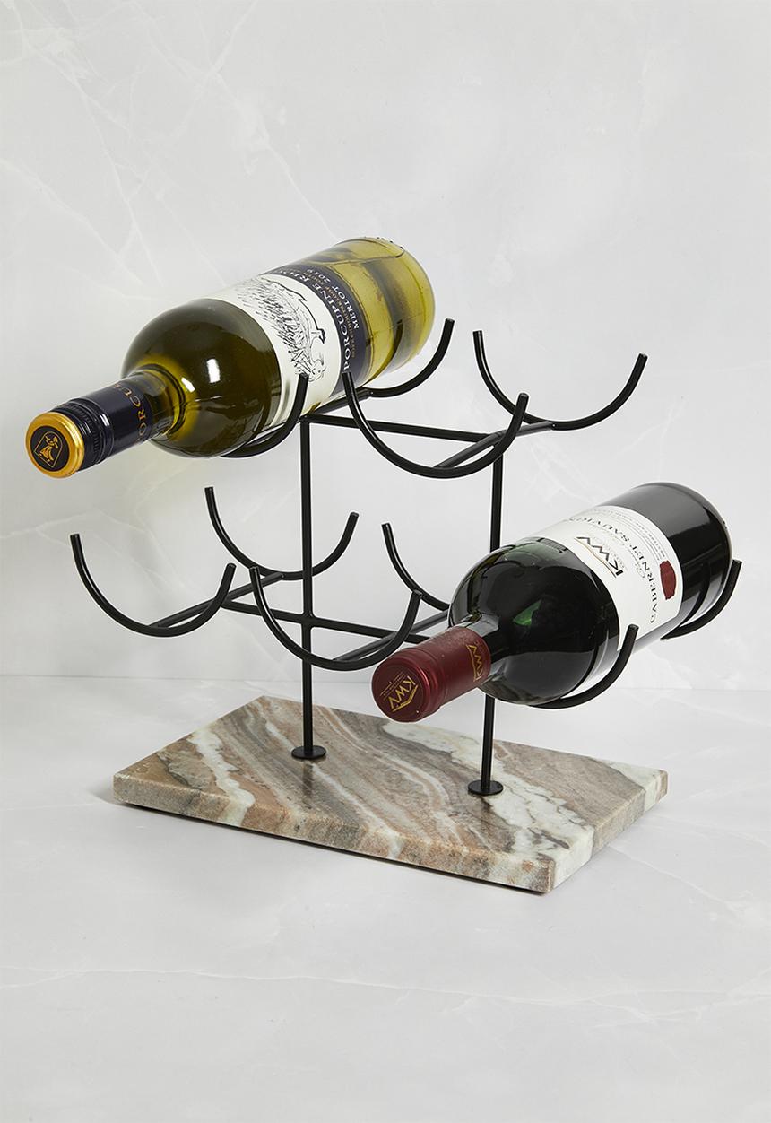 Sixth Floor - Travertine base 5 Bottle Wine Rack- Multi 