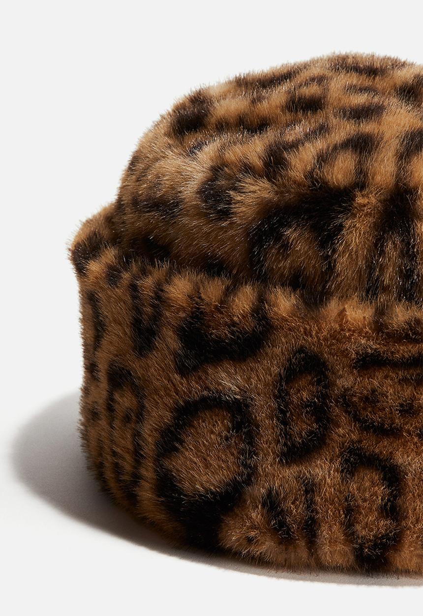 H&M - Fluffy hat - beige & leopard print