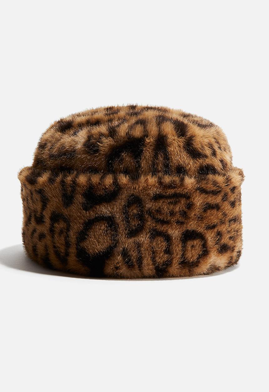 H&M - Fluffy hat - beige & leopard print