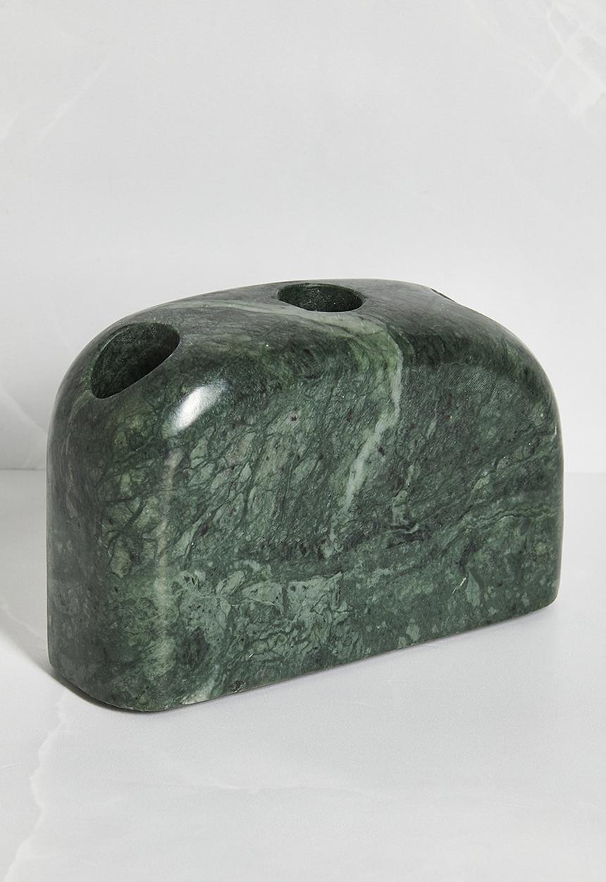 Sixth Floor - Dome Marble Candle Holder - Green