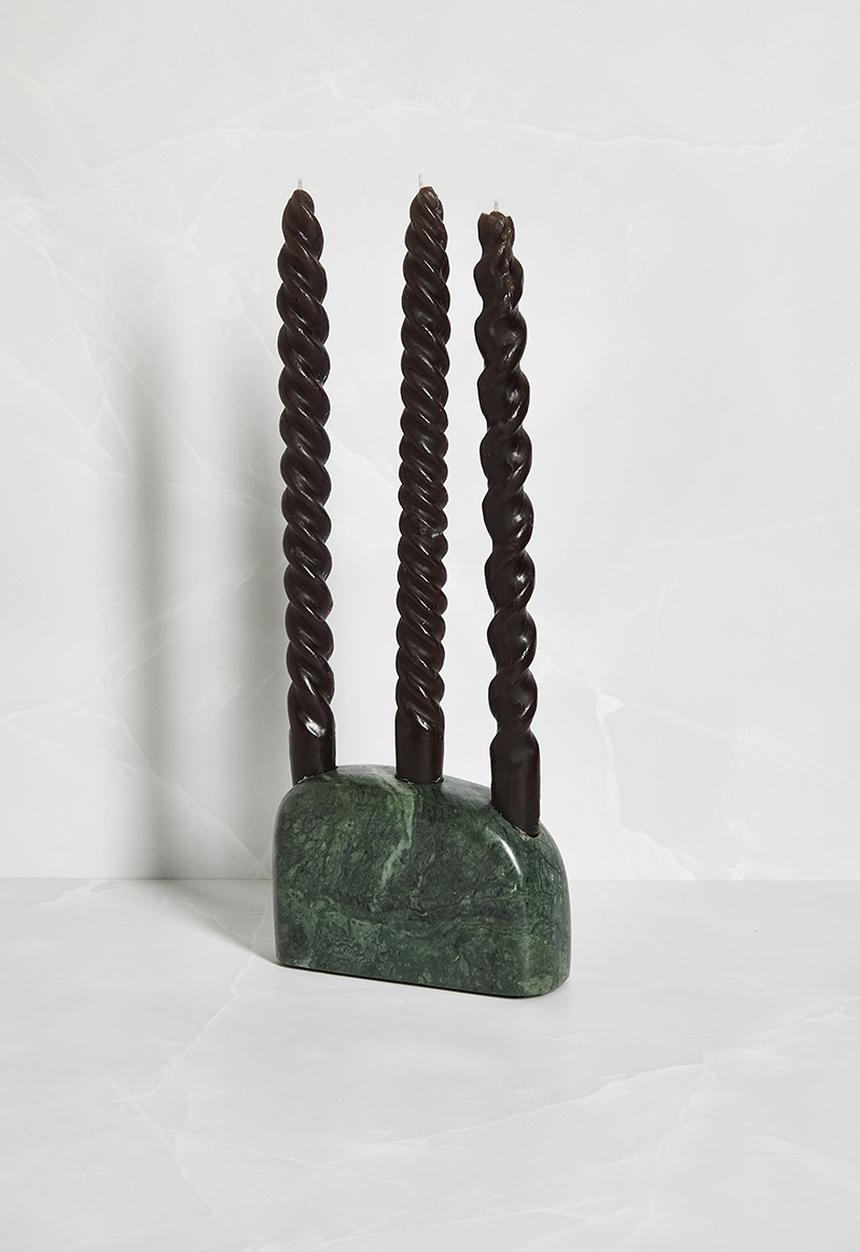Sixth Floor - Dome Marble Candle Holder - Green