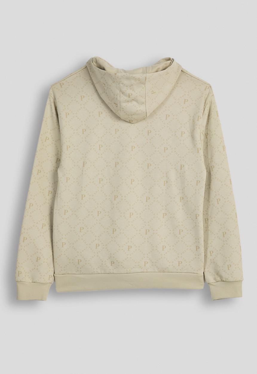 POLO - Boys blake aop hoodie - putty