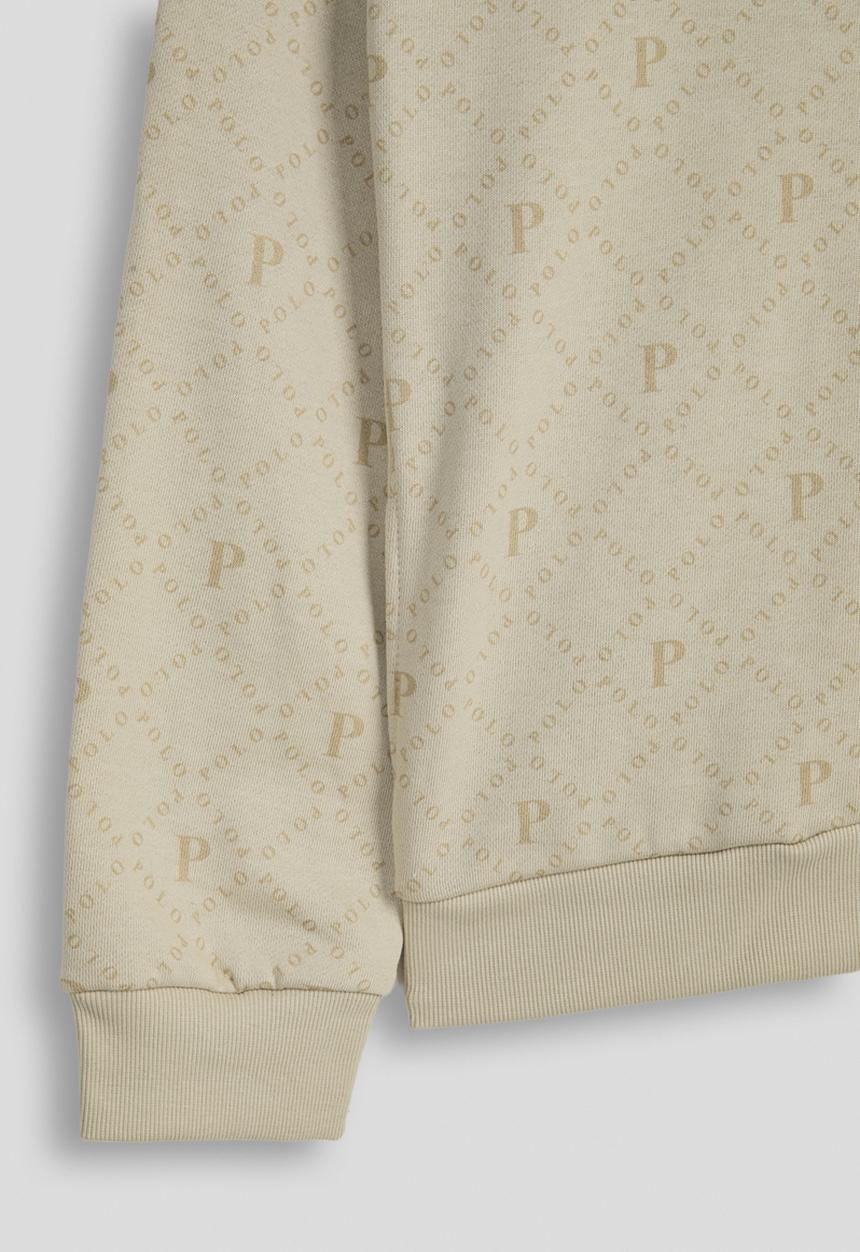 POLO - Boys blake aop hoodie - putty