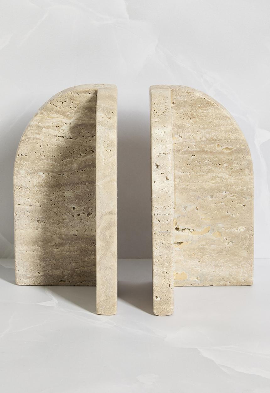 Sixth Floor - Travertine Bookend set of 2 - Natural