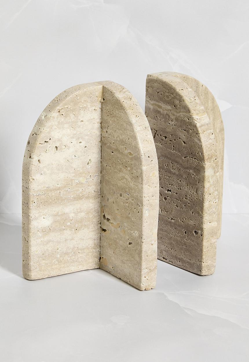 Sixth Floor - Travertine Bookend set of 2 - Natural