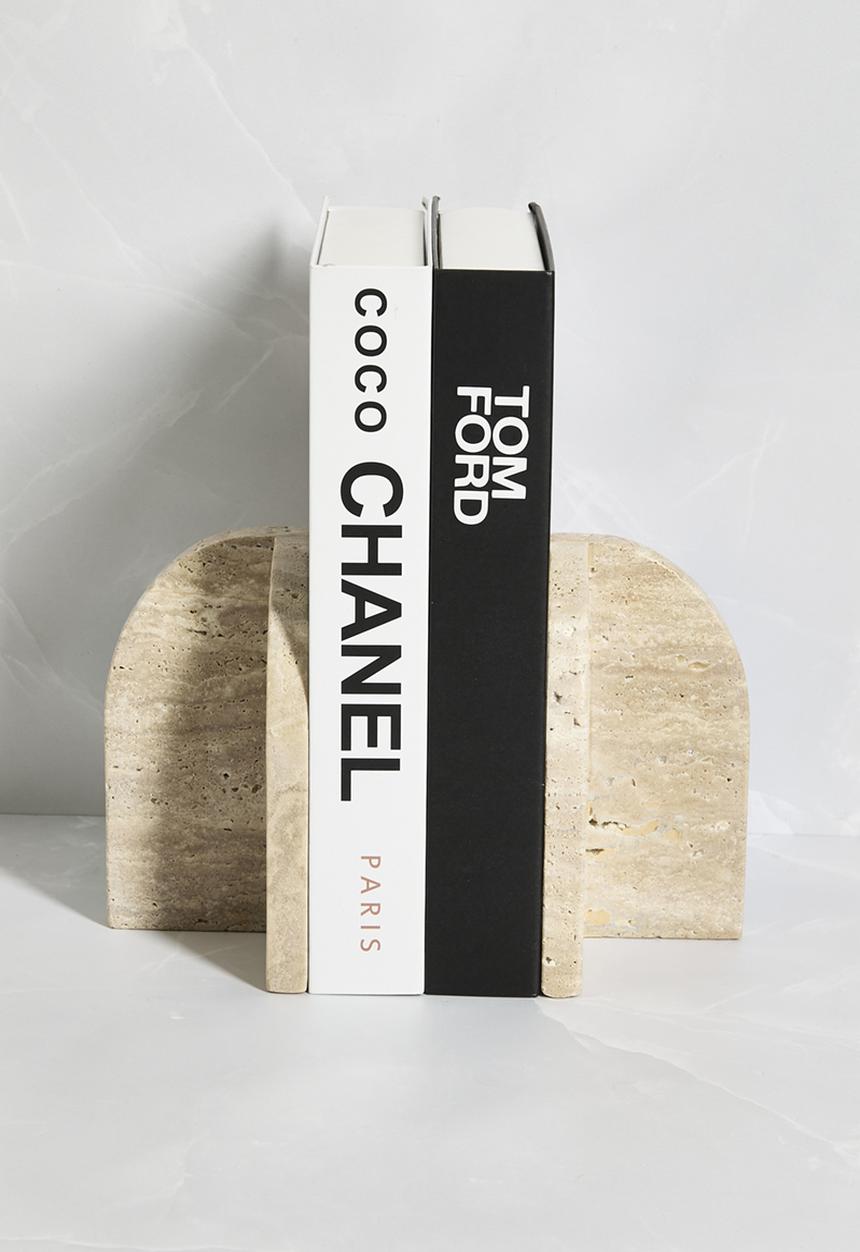 Sixth Floor - Travertine Bookend set of 2 - Natural
