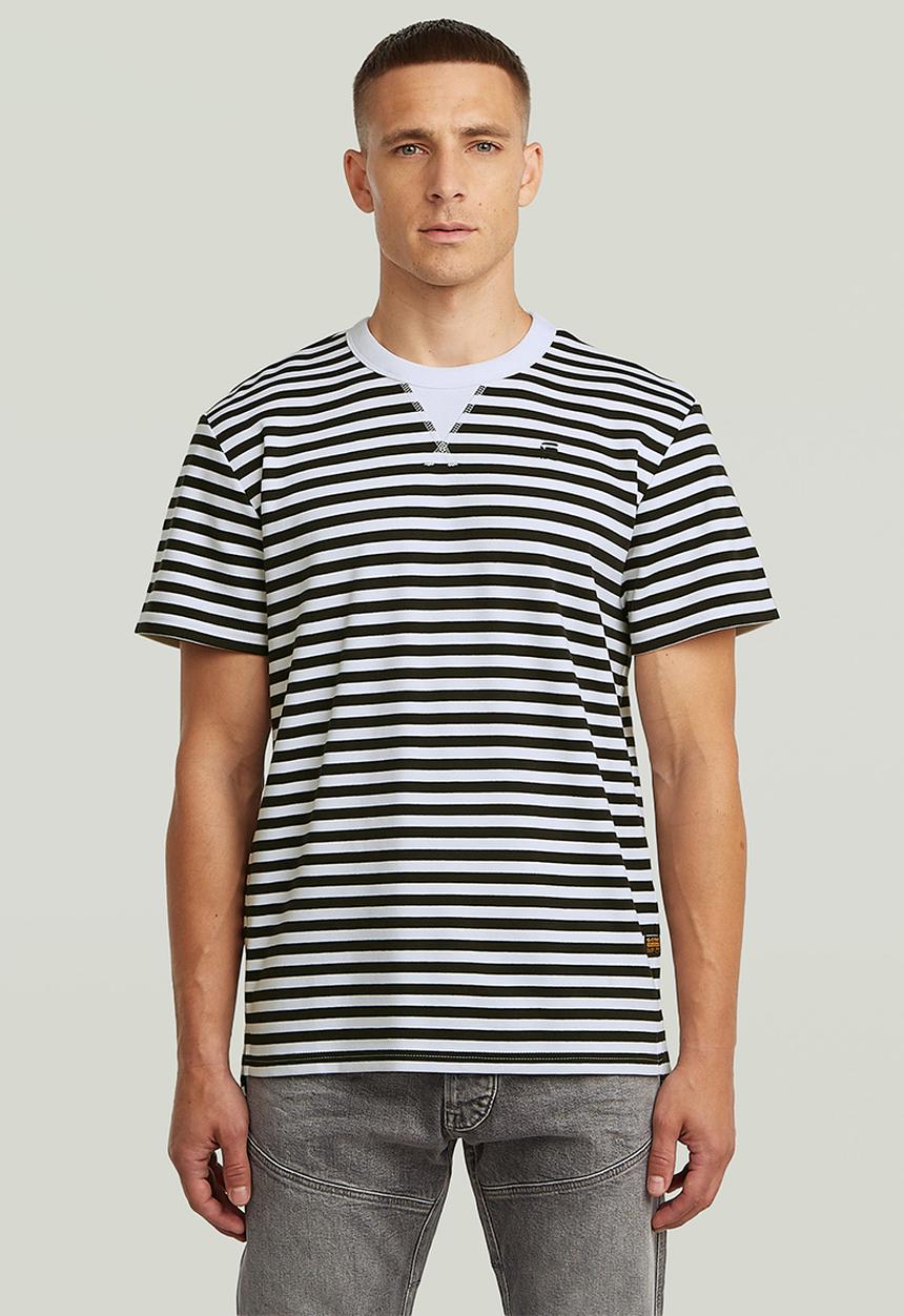 G-STAR - Nifous Stripe R T-shirt - White/DK Black Stripe 