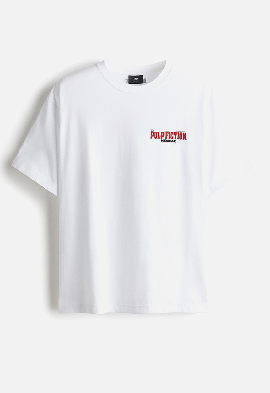 H&M - Loose fit t-shirt - white & pulp fiction