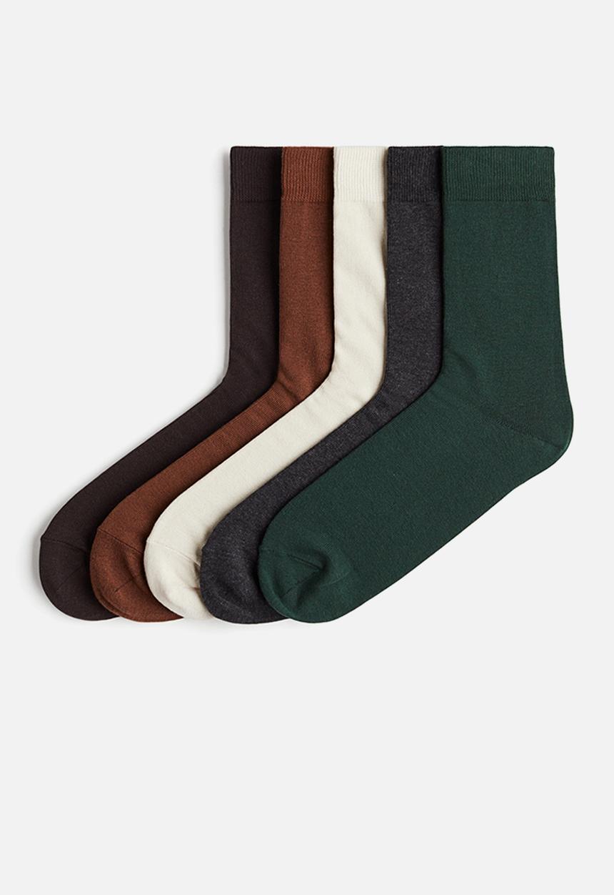 H&M - 5-pack socks - dark green/brown/white