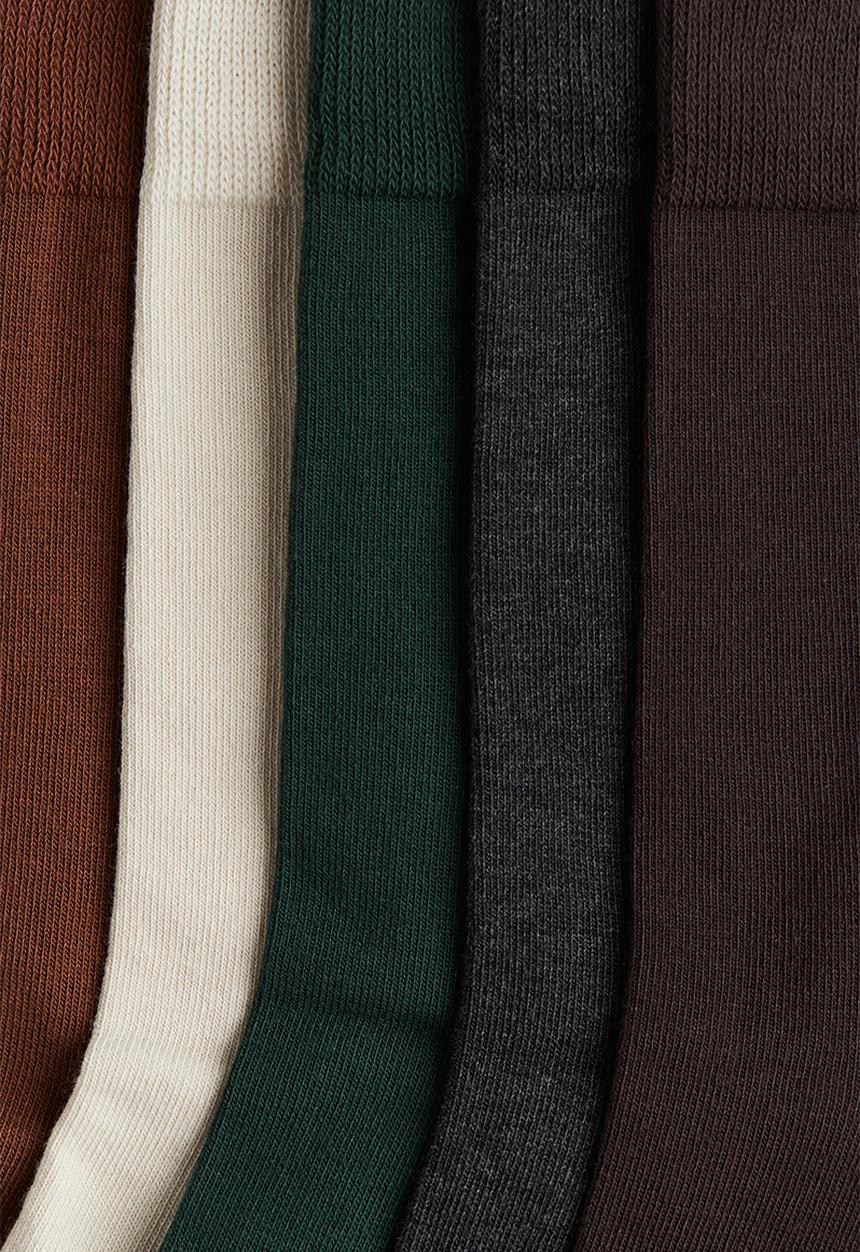 H&M - 5-pack socks - dark green/brown/white