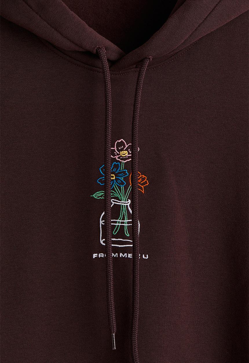 H&M - Loose fit printed hoodie - plum red