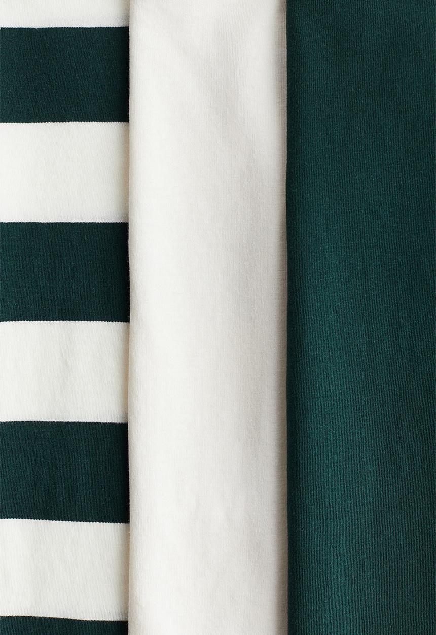 H&M - 3-Pack long-sleeved T-shirts - dark green striped