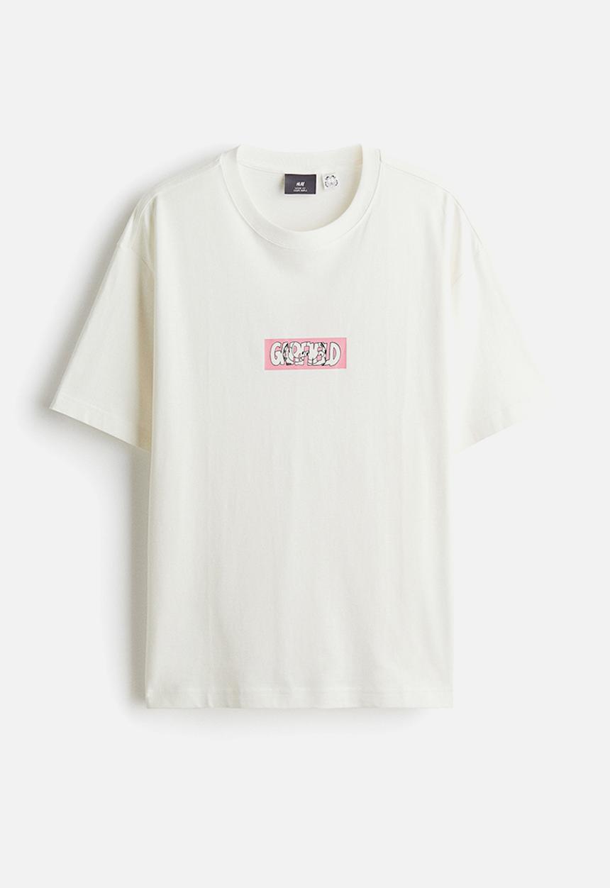 H&M - Loose fit printed t-shirt - white/garfield