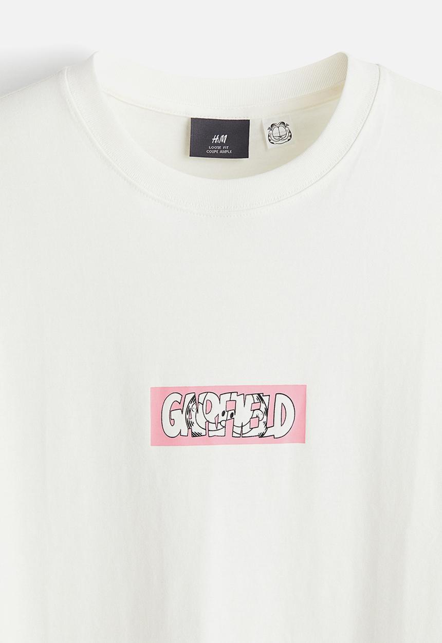 H&M - Loose fit printed t-shirt - white/garfield