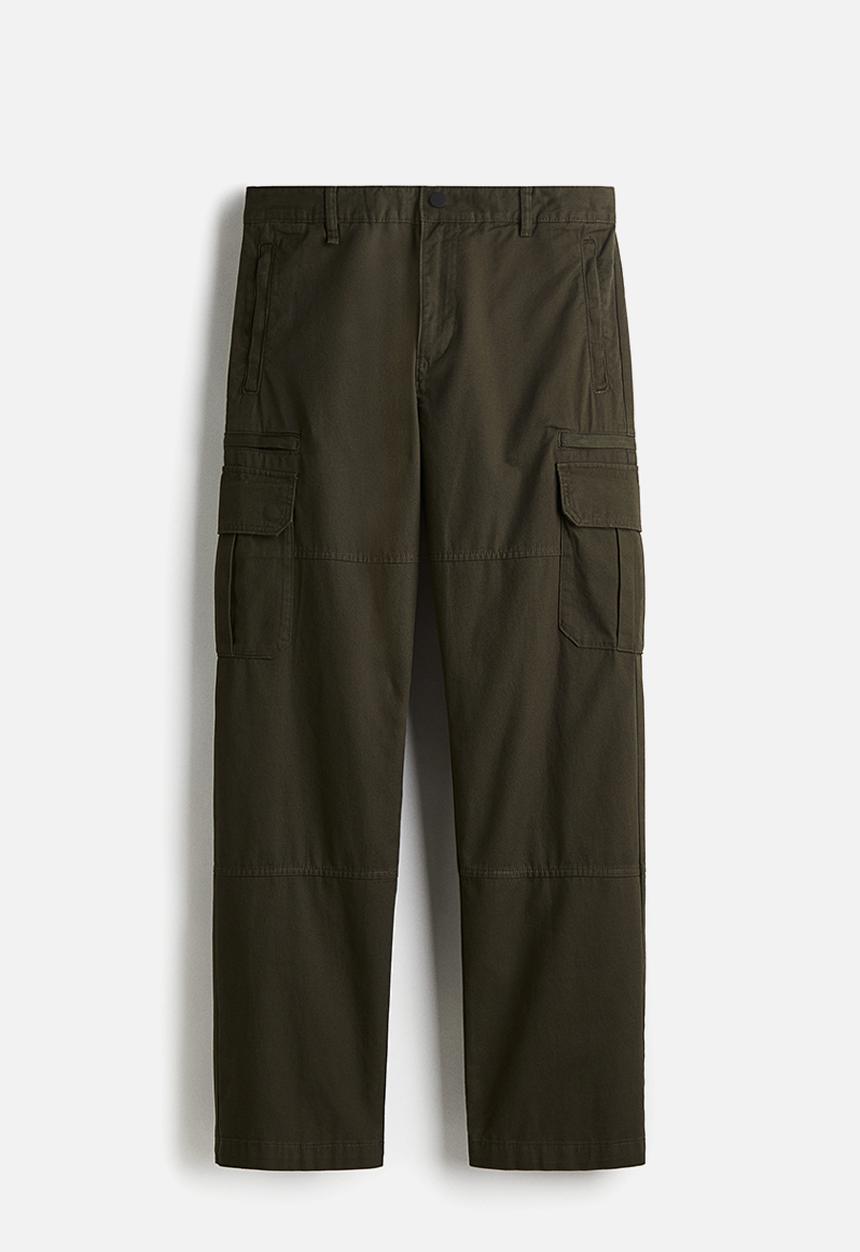H&M - Regular fit twill cargo trousers - green