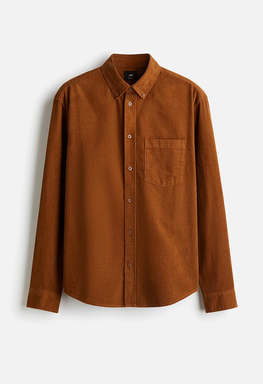H&M - Regular fit corduroy shirt - brown