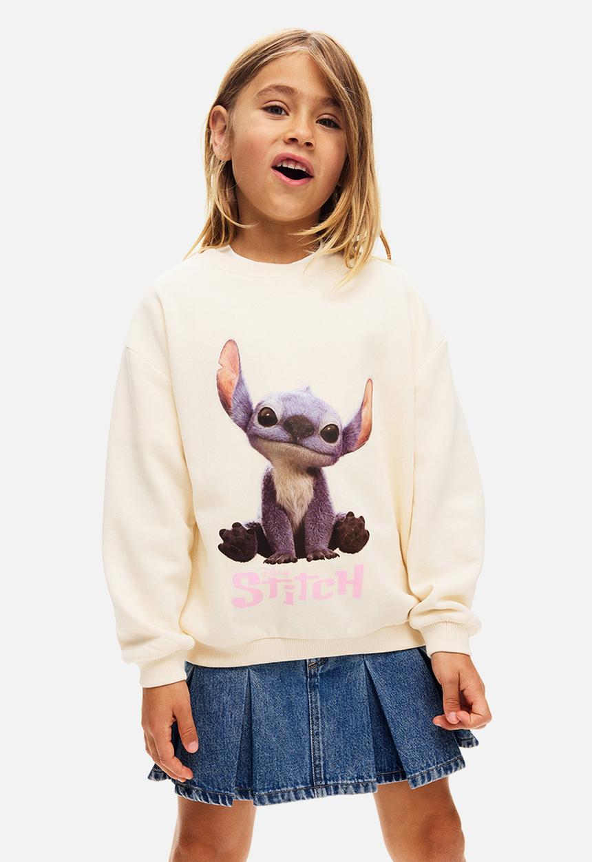 H&M - Printed sweatshirt - light beige/lilo & stitch 