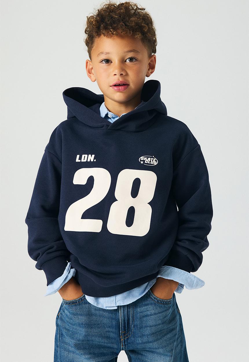 H&M - Printed hoodie -  navy blue/28 