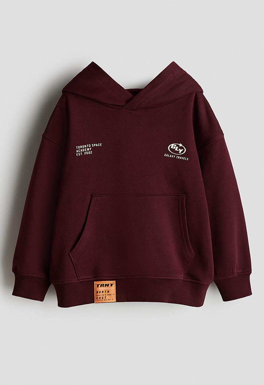 H&M - Print-detail hoodie - dark red/galaxy travels 