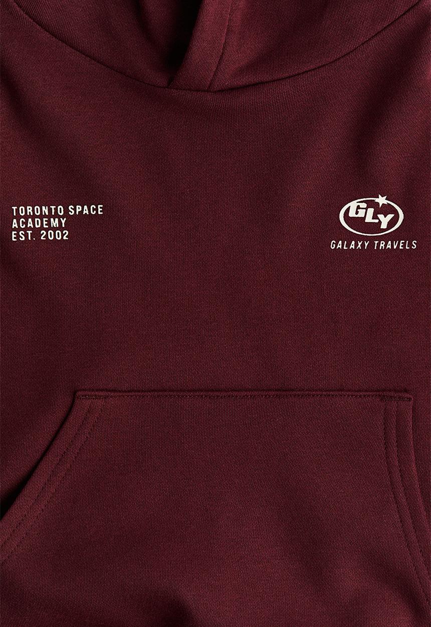 H&M - Print-detail hoodie - dark red/galaxy travels 
