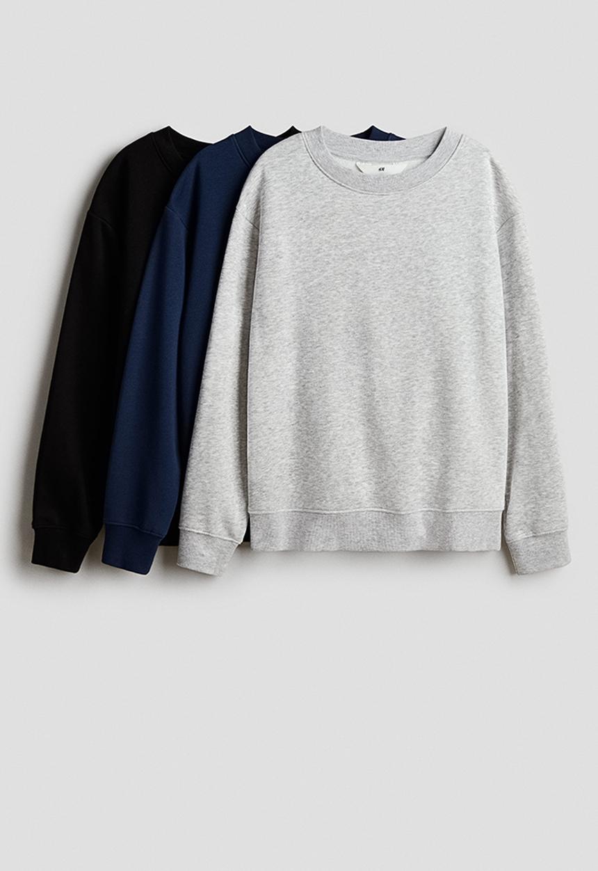 H&M - 3-Pack sweatshirts - light grey marl & dark blue