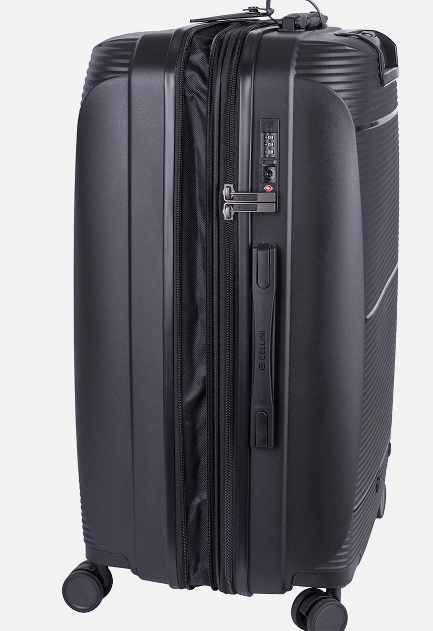 Cellini - QWEST MEDIUM 4 WHEEL TROLLEY CASE - BLACK