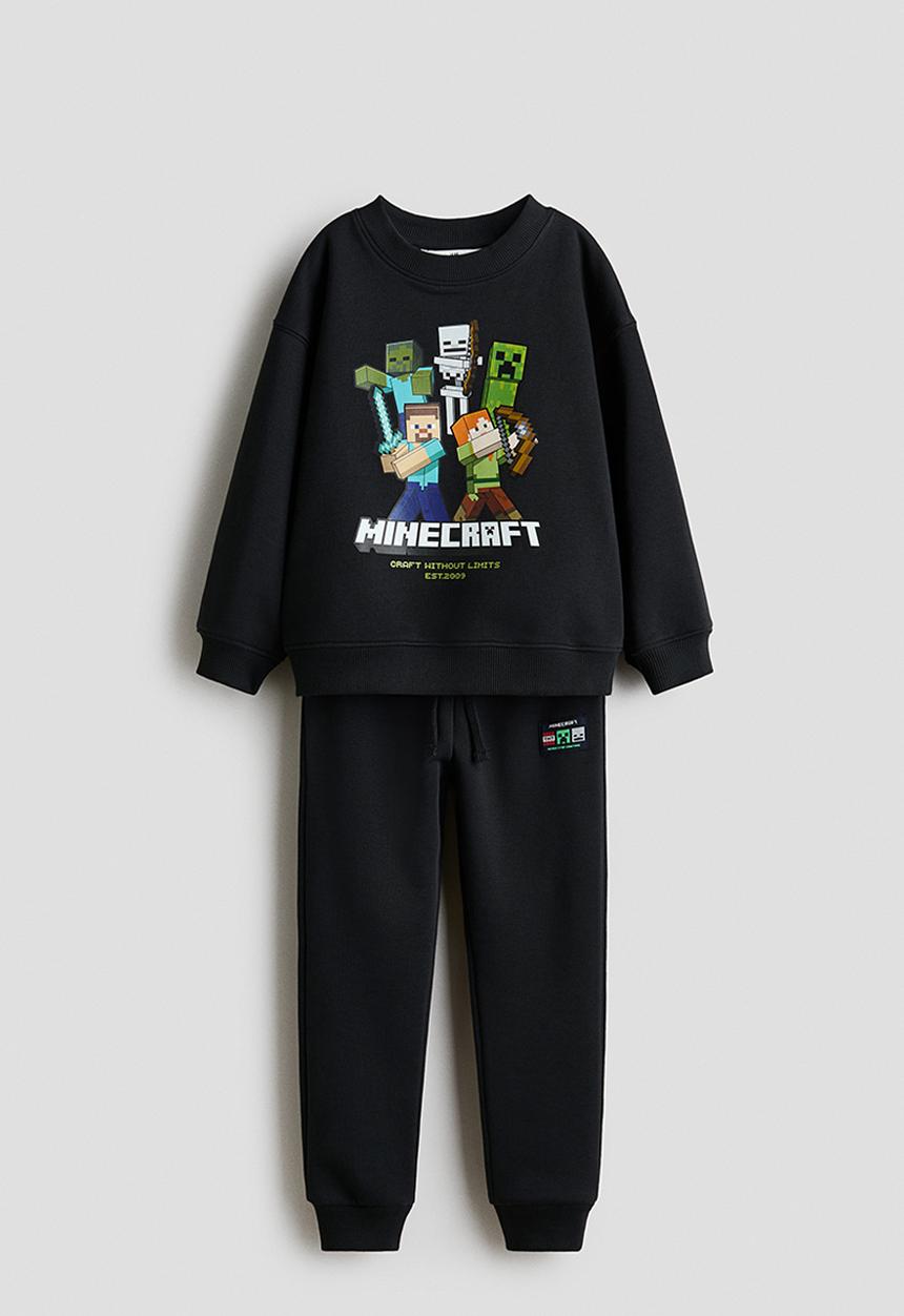 H&M - 2-Piece printed sweatshirt set - black minecraft