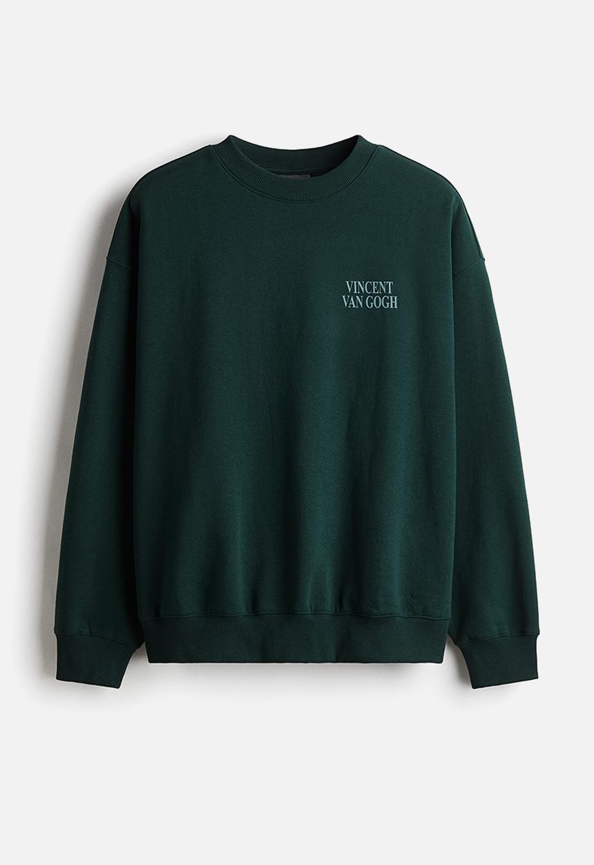 H&M - Oversized fit printed sweatshirt - green,multi