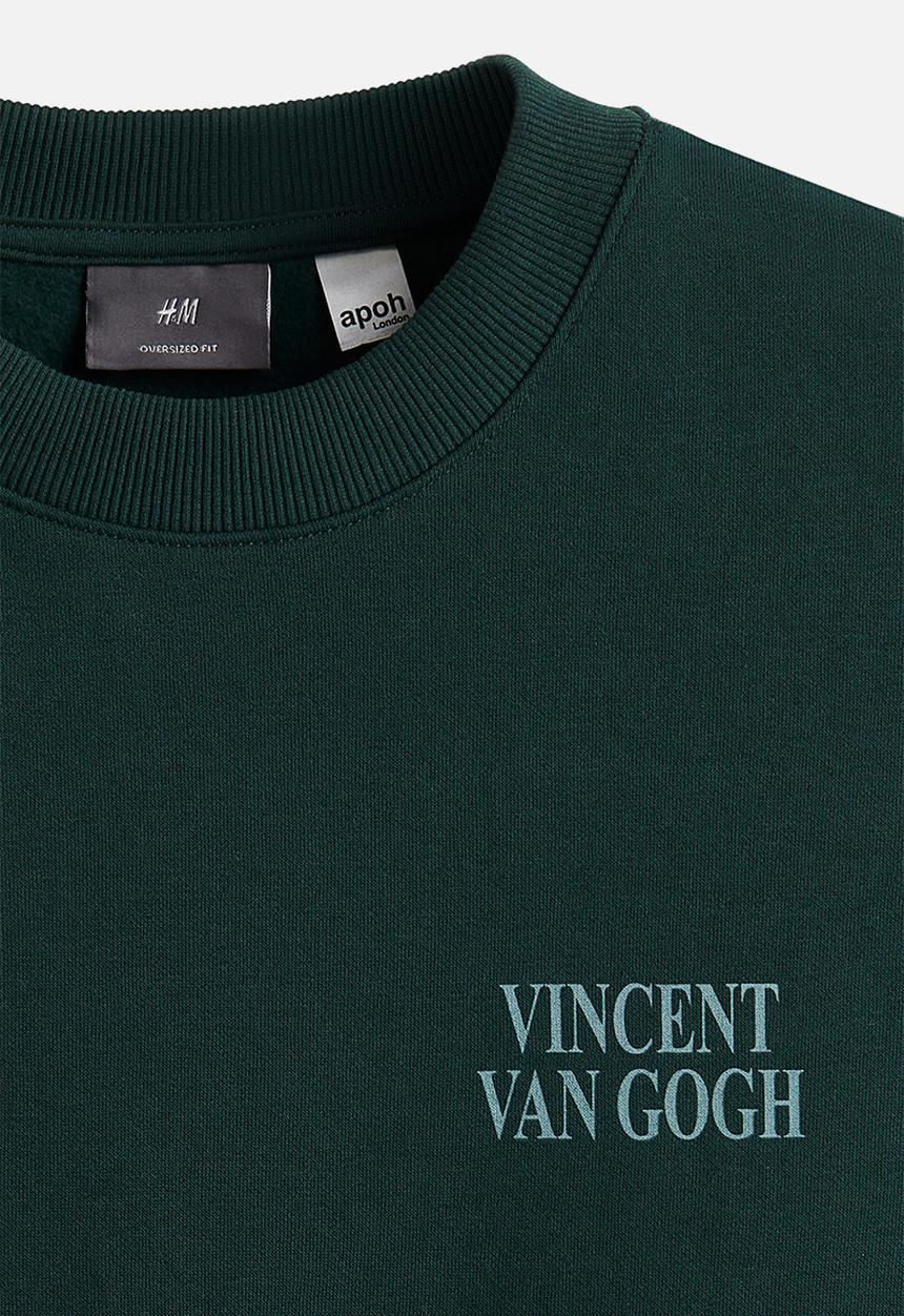 H&M - Oversized fit printed sweatshirt - green,multi