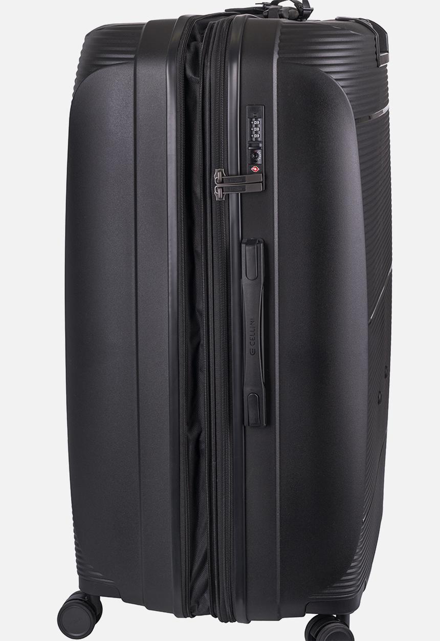 Cellini - QWEST LARGE 4 WHEEL TROLLEY CASE - BLACK