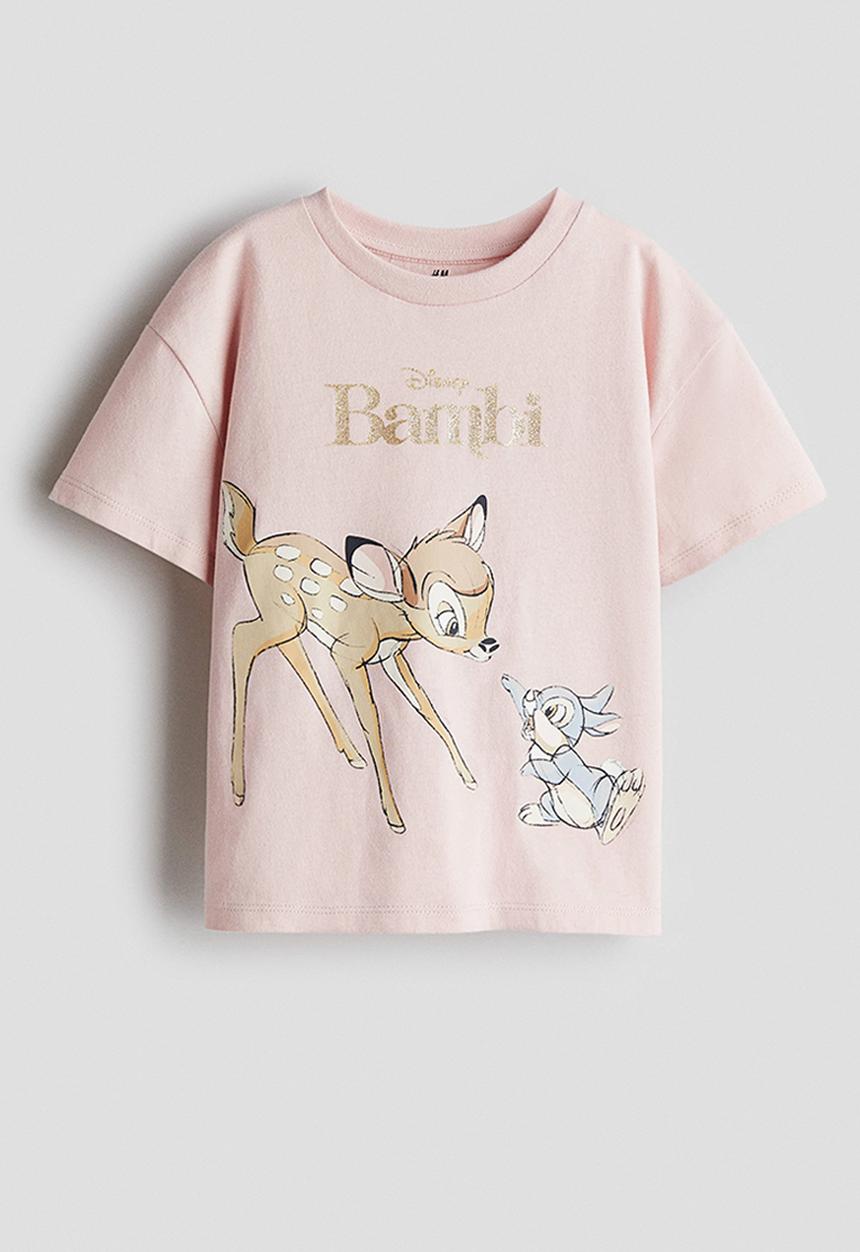 H&M - Printed cotton t-shirt -  light pink/bambi