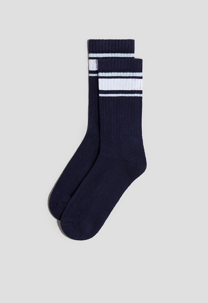 H&M - 5-Pack ribbed terry socks - navy blue & white
