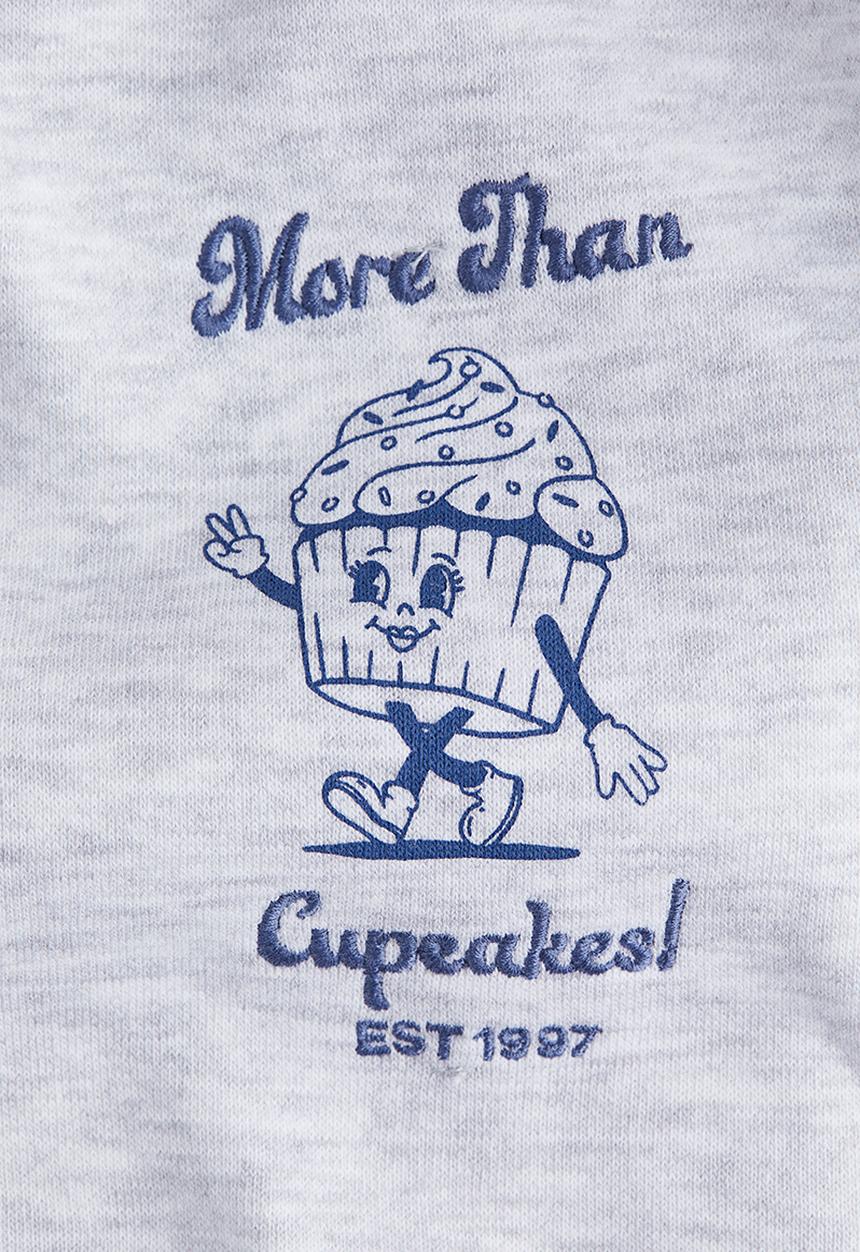 H&M - Oversized motif-detail hoodie -  light grey marl/cupcake