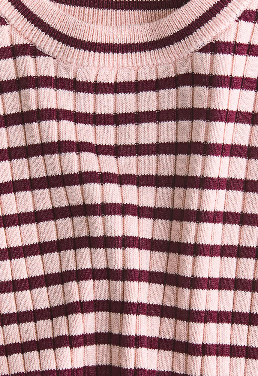 H&M - Rib-knit jumper - light pink & dark red striped