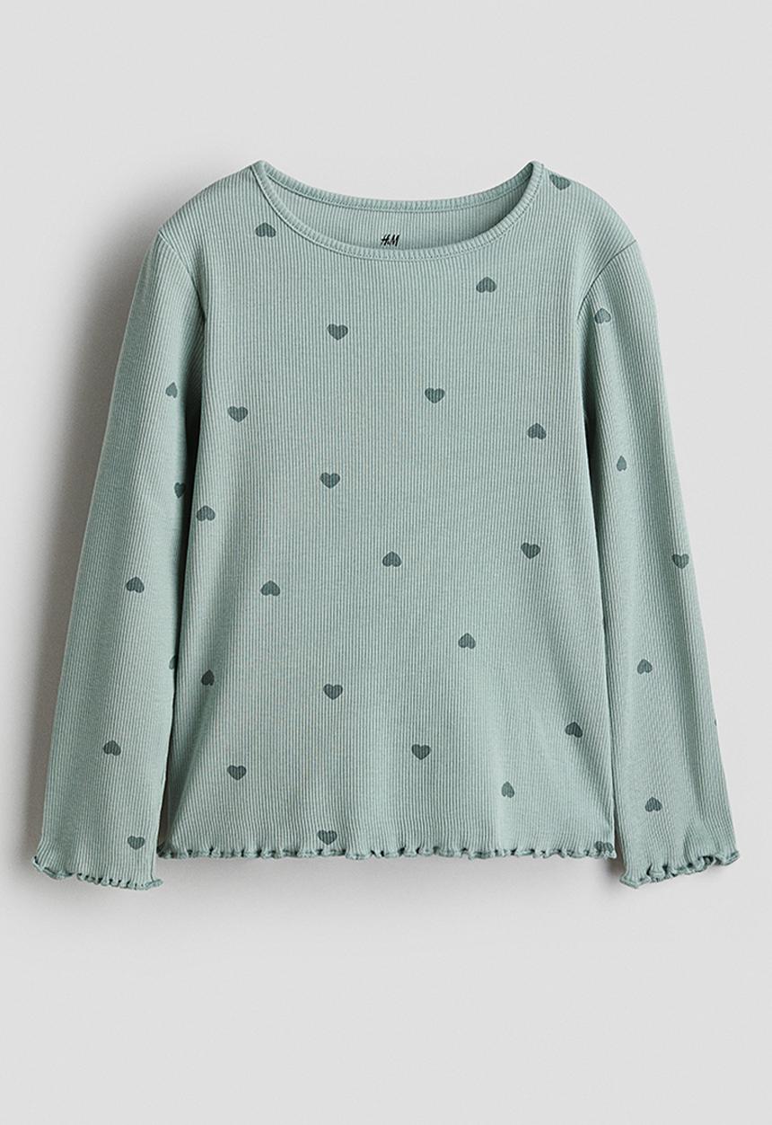 H&M - Long-sleeved jersey top - green hearts