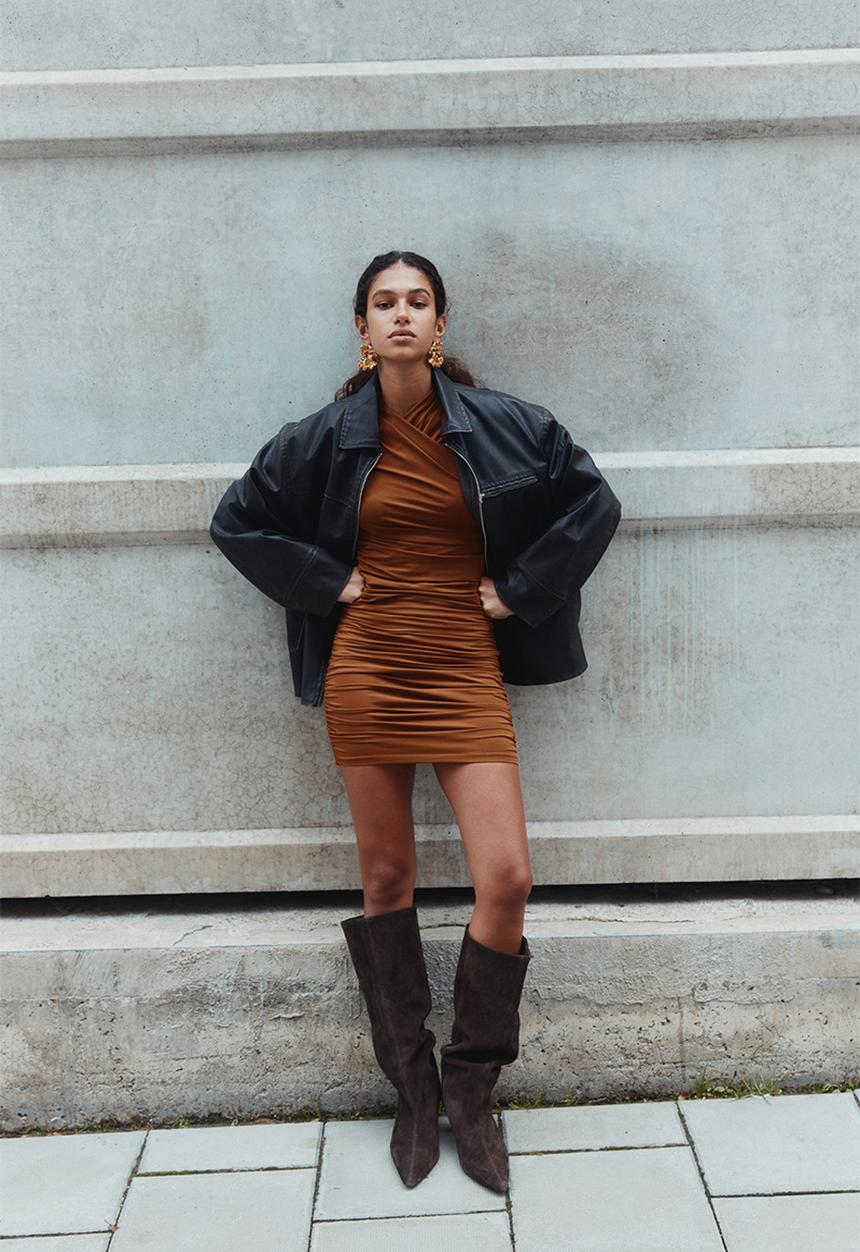 H&M - Draped jersey dress - brown