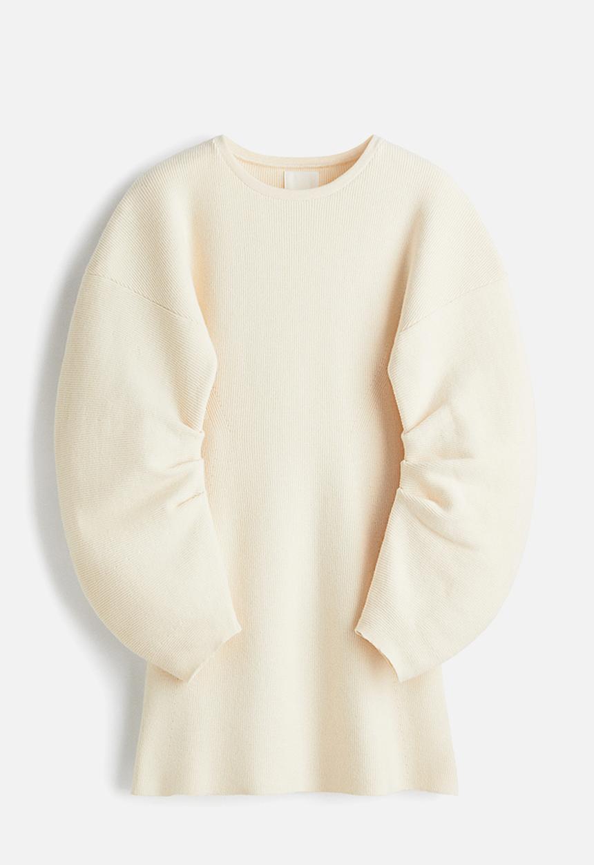 H&M - Viscose-blend rib-knit dress - cream