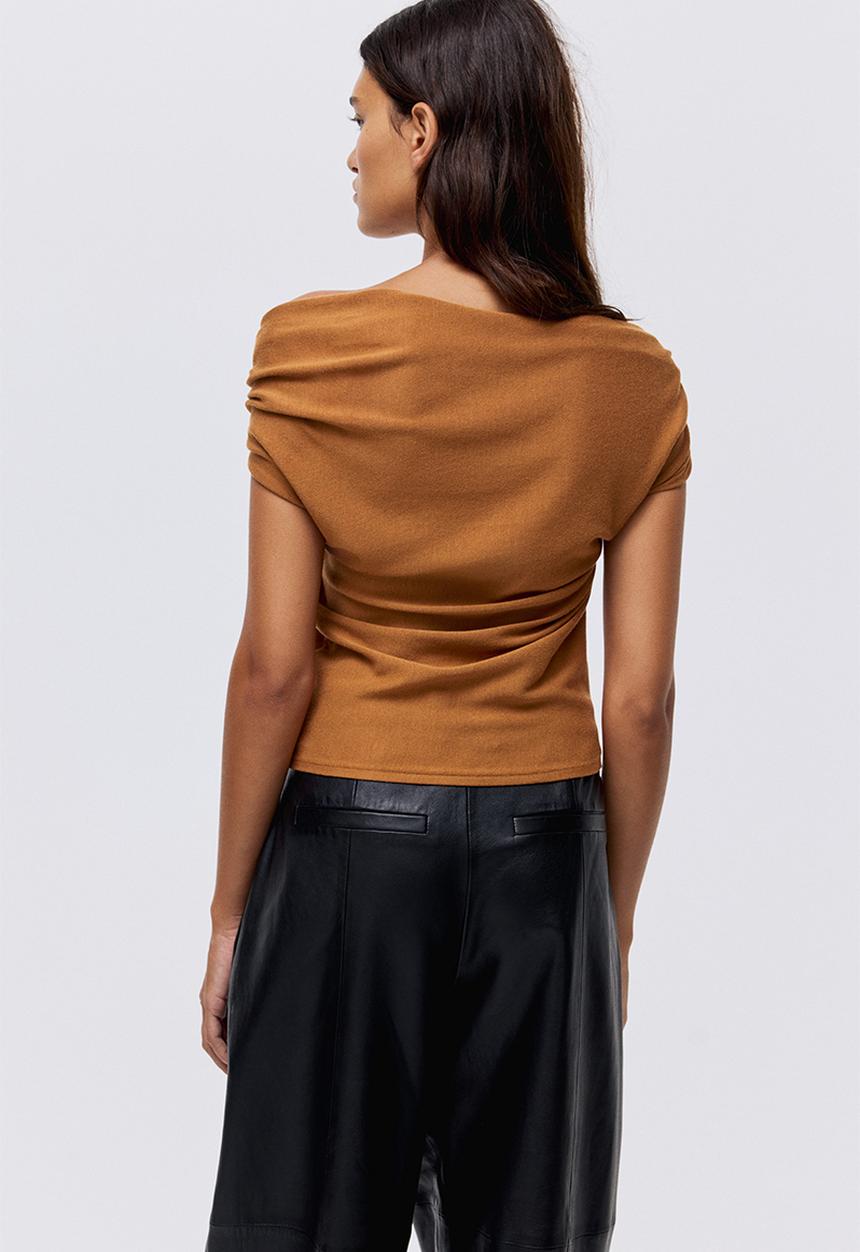 H&M - One-shoulder top - dark beige