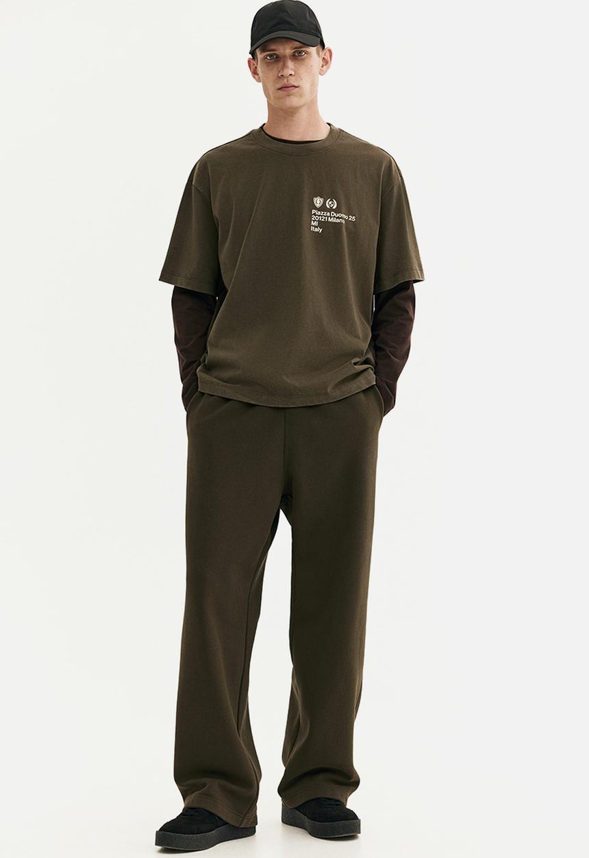 H&M - Boxy fit washed T-shirt - khaki