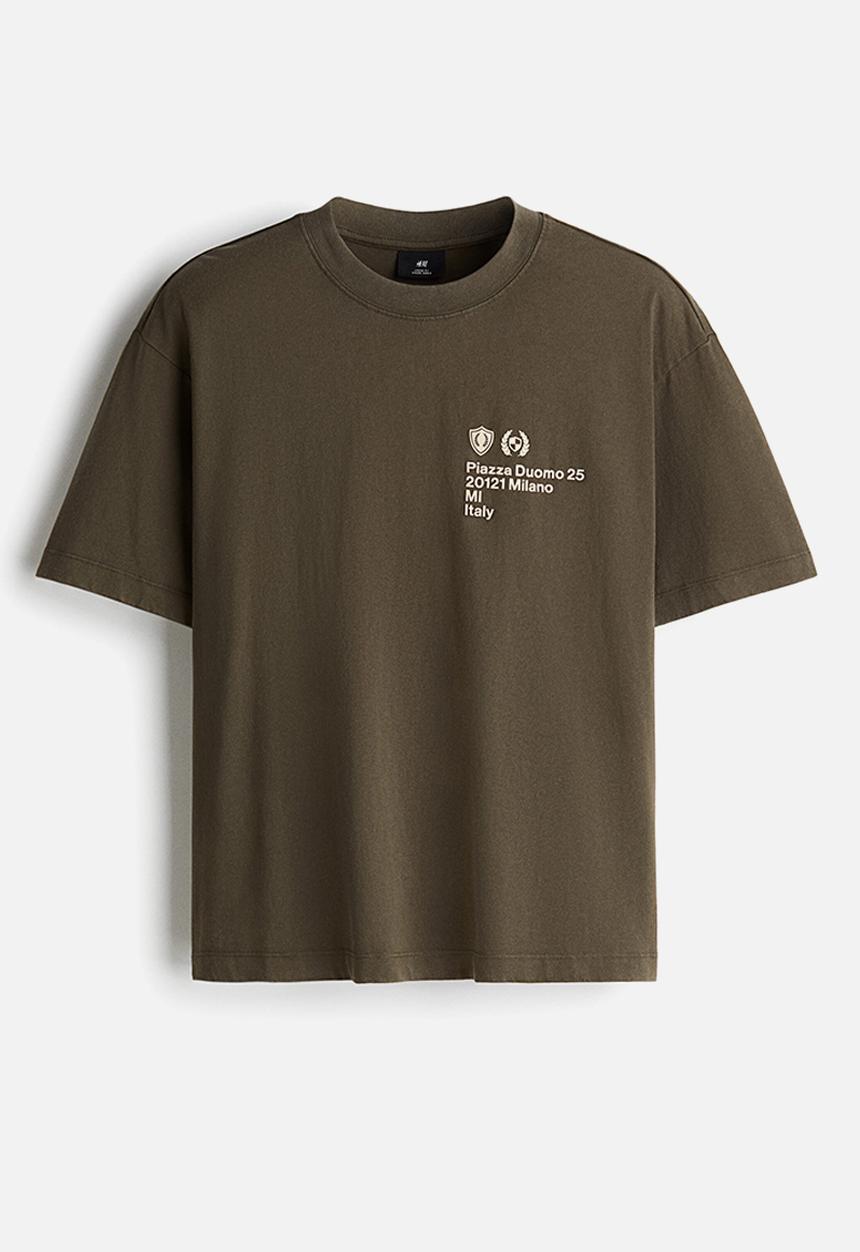 Boxy fit washed t-shirt - green - 1299193003