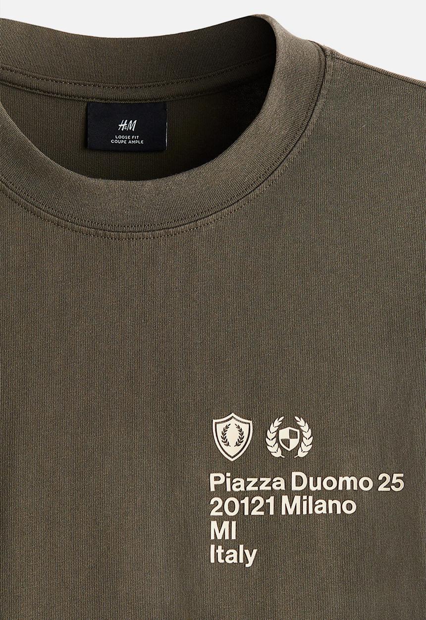 H&M - Boxy fit washed T-shirt - khaki