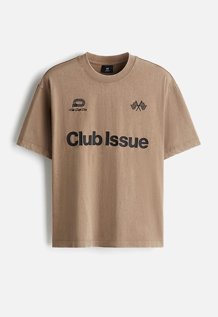 H&M - Boxy fit washed T-shirt - beige/club issue