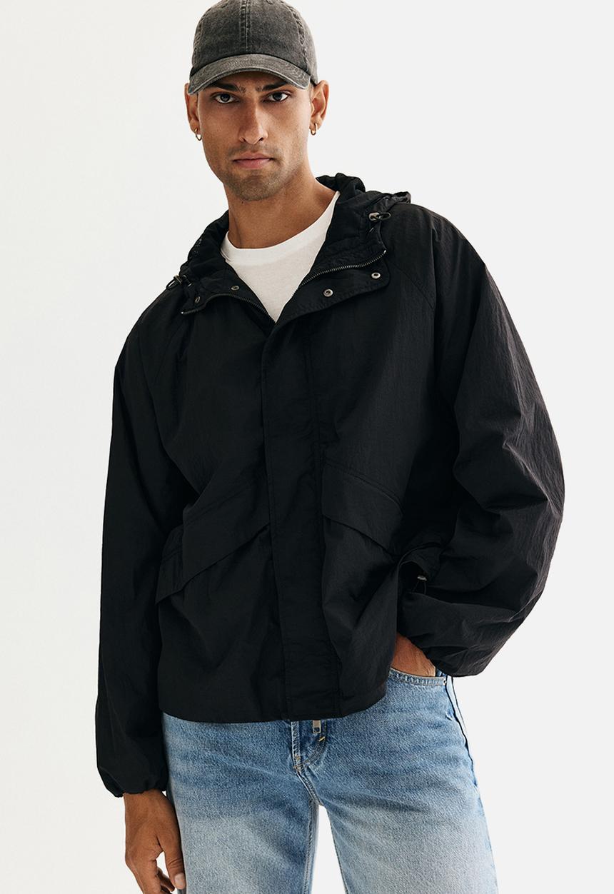 Loose fit nylon windbreaker - black - 1300077001