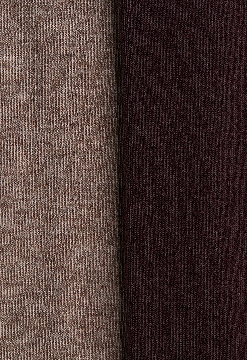H&M - 2-pack fine-knit tights - burgundy & beige marl