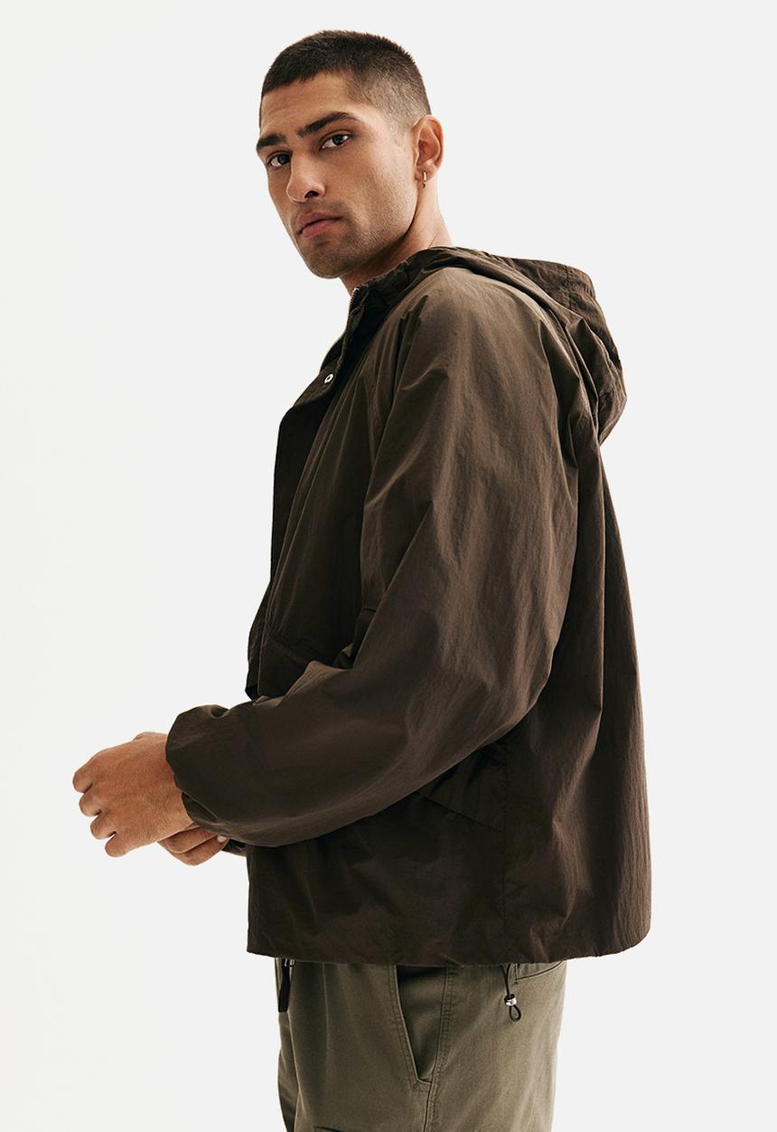 H&M - Loose fit nylon windbreaker - dark khaki green 
