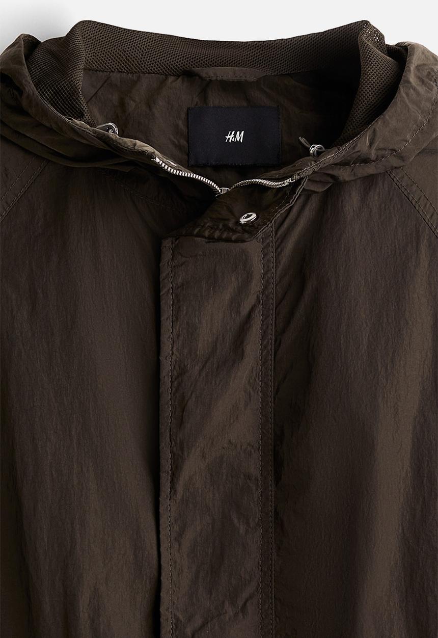 H&M - Loose fit nylon windbreaker - dark khaki green 