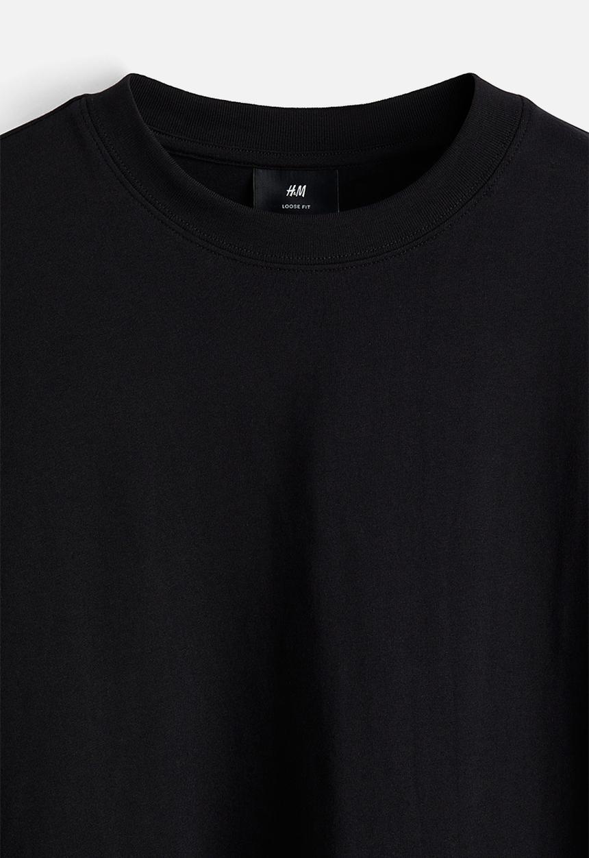 H&M - Loose fit long-sleeved jersey top - black