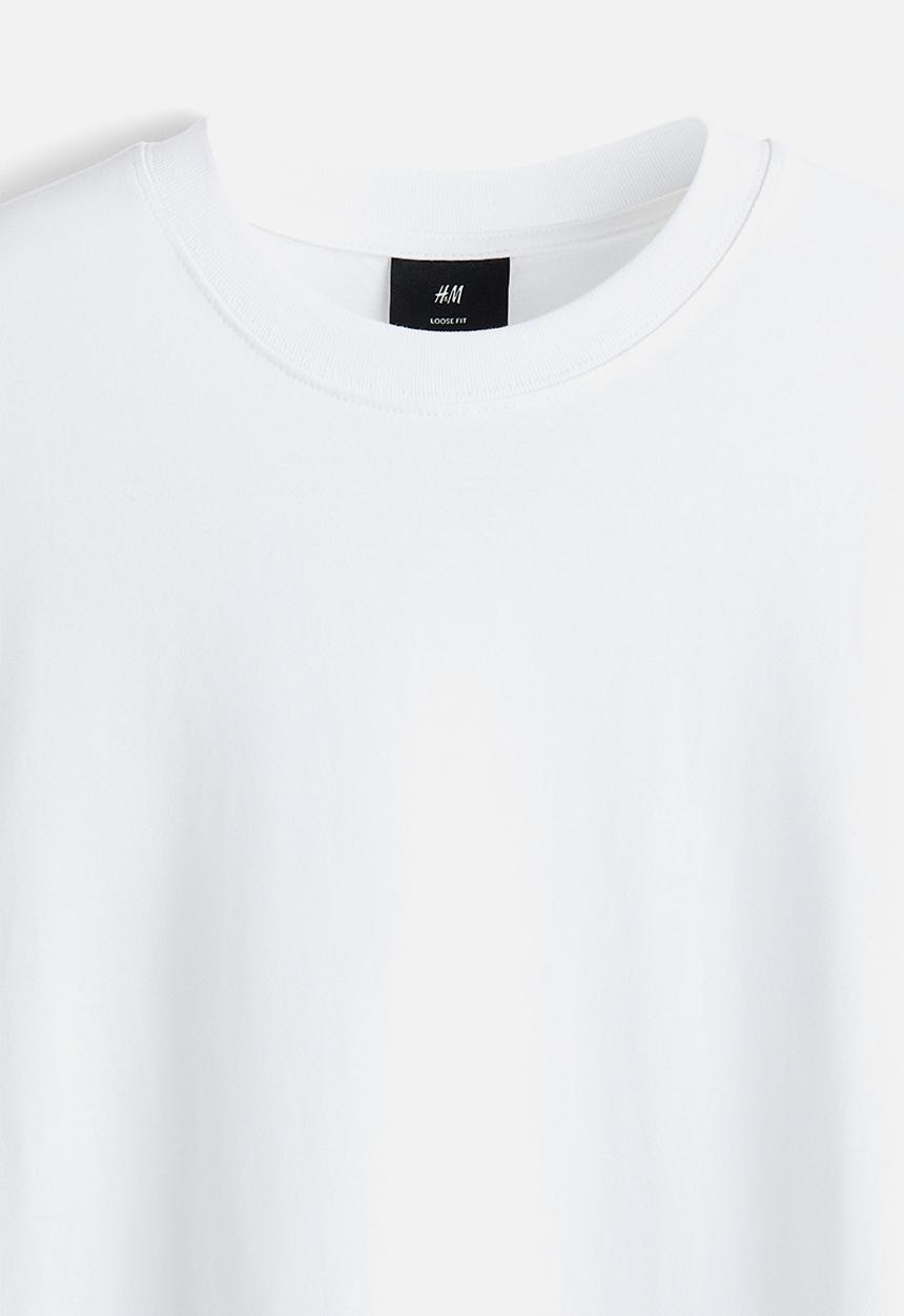 H&M - Loose fit long-sleeved jersey top - white