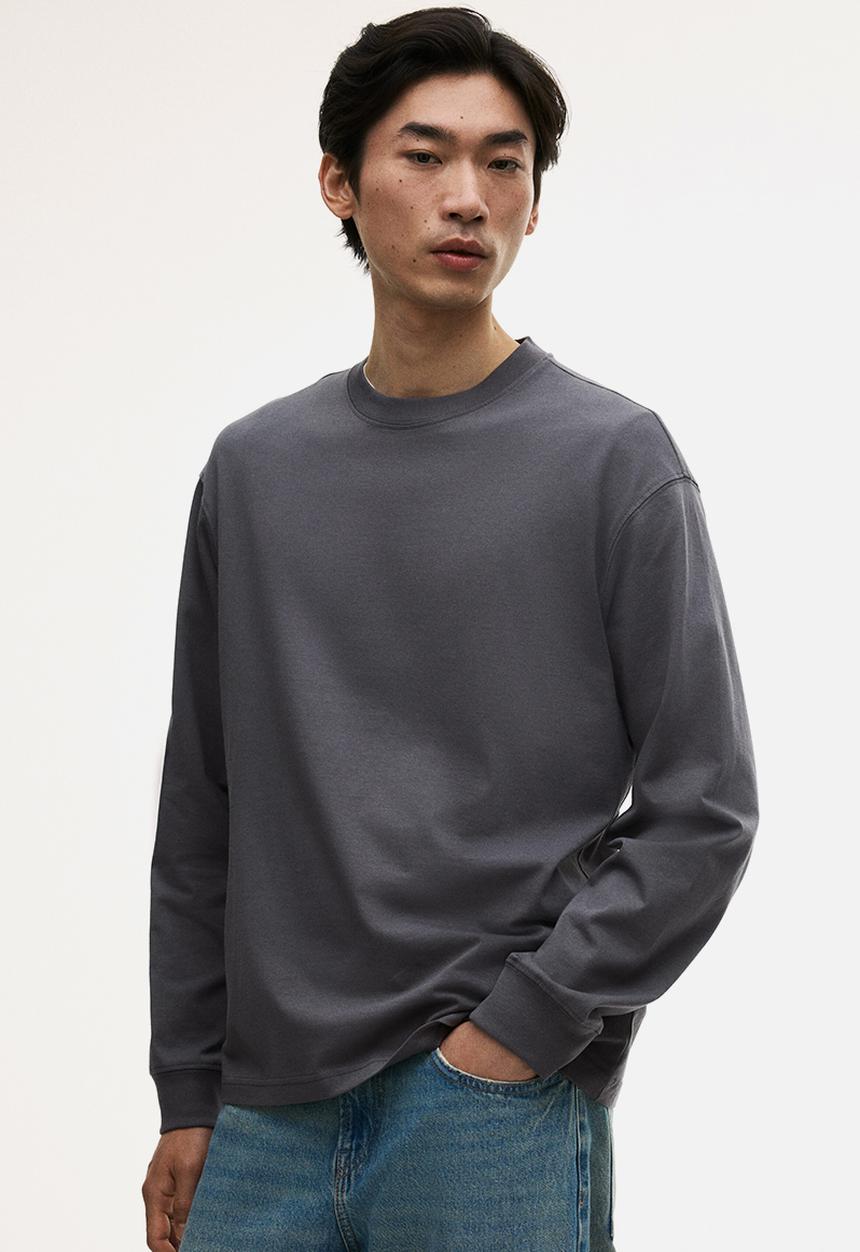 H&M - Loose fit long-sleeved jersey top - grey