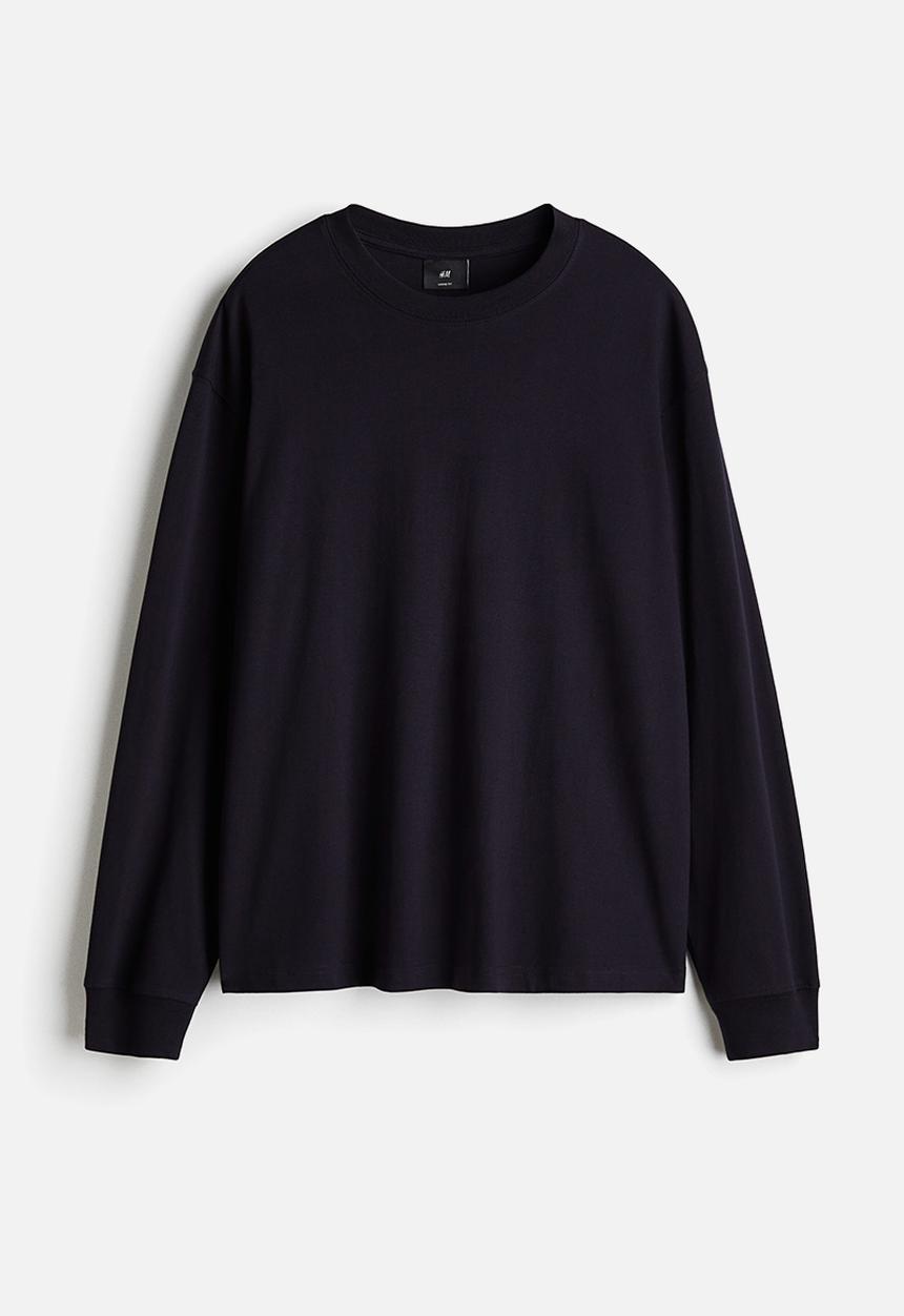 H&M - Loose fit long-sleeved jersey top - navy blue
